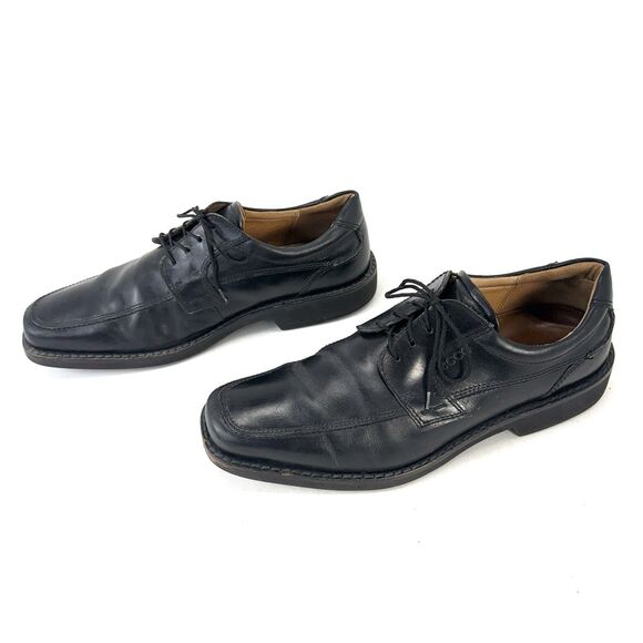 ECCO Dress Shoes Mens 46 US 12 Black Leather Seattle Lace Up Derby Apron Toe